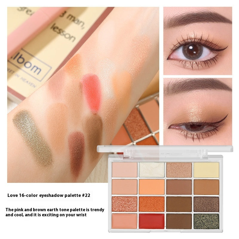 16 Colors Eye Shadow Plate Shimmer Matte Brightening Crouching Silkworm