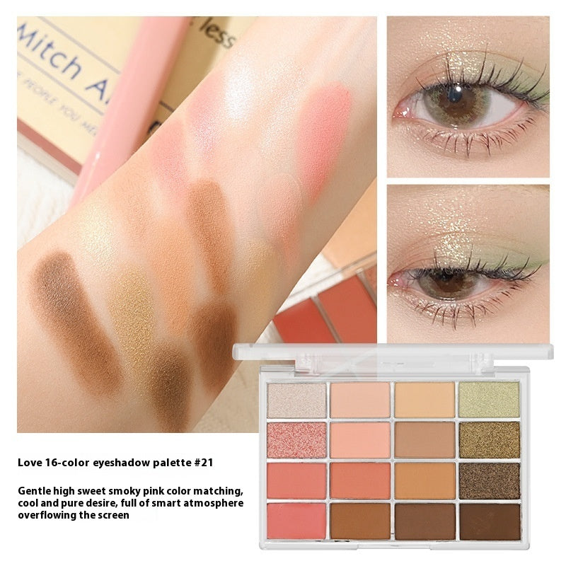 16 Colors Eye Shadow Plate Shimmer Matte Brightening Crouching Silkworm