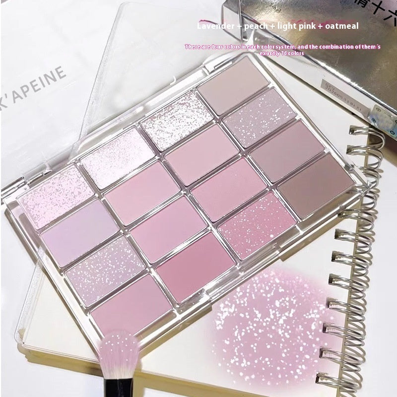 16 Colors Eye Shadow Plate Shimmer Matte Brightening Crouching Silkworm